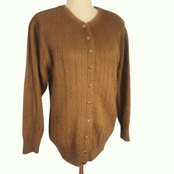Vintage Cardigan Zell Originals Button Front Angora Brown Small - Picture 3 of 7